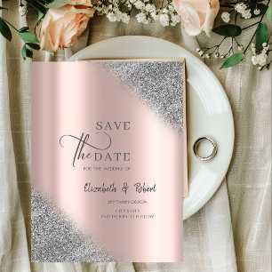 Silber Glitter Ombre Roségold Save The Date