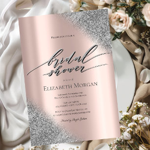 Silber Glitter Ombre Rosen Gold Brautparty Einladung