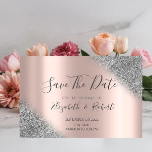 Silber Glitter Ombre Rosen Gold Save The Date