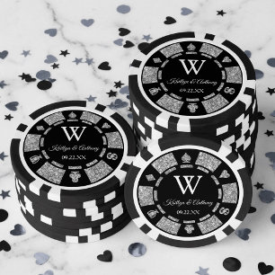 Silber Glitter Poker Chip Casino Hochzeit