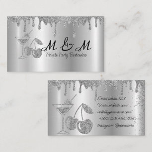 Silber-Glitter Privatparty Barkeeper Visitenkarte