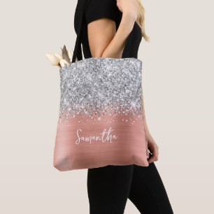 Silber Glitter Rosa Pfirsich Glam Name
