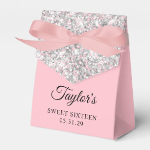 Silber Glitter Rosa Sweet Sixteen Geschenkschachtel