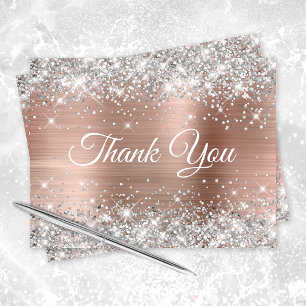 Silber Glitter Rose Gold Folie 40. Geburtstag Dankeskarte