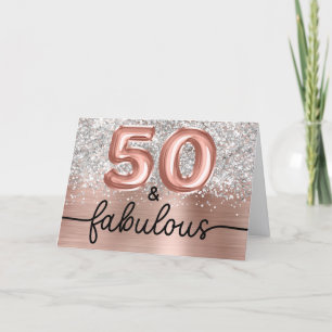Silber Glitter Rose Gold Glam 50 und Fantastisch Karte