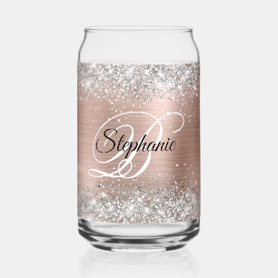 Silber Glitter Rose Gold Glam Fancy Monogramm Dosenglas