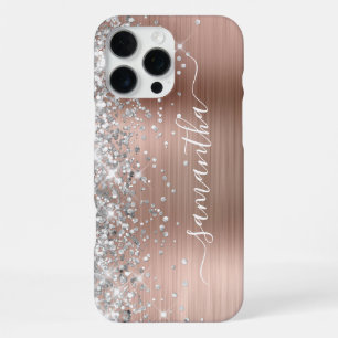 Silber Glitter Rose Gold Metallisches Girly Signat iPhone 16 Pro Max Hülle