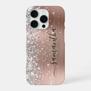 Silber Glitter Rose Gold Metallisches Girly Signat iPhone 16 Pro Hülle