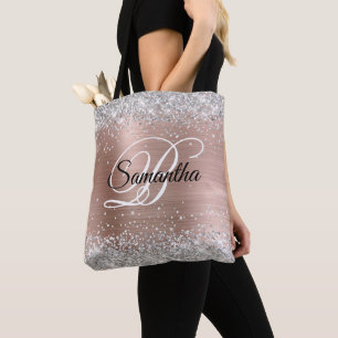 Silber Glitter Roségold Folie Fancy Monogramm