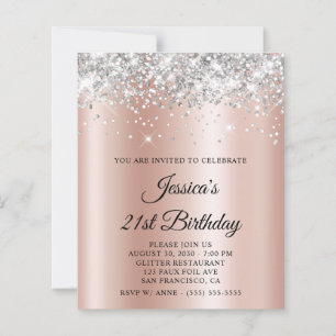 Silber Glitter Roségold Schimmer 21. Geburtstag