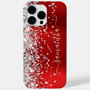 Silber Glitter Rot Glam Mädchenhaft Signature Case-Mate iPhone 14 Pro Max Hülle