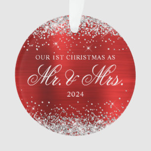Silber-Glitter Roter Folie Unser 1. Weihnachtsfoto Ornament