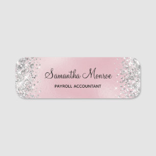 Silber Glitter Rouge Pink Folien-Titel Namensschild