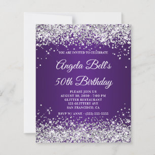 Silber Glitter Royal Purle Ombre 50. Geburtstag