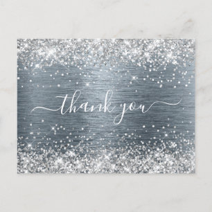 Silber Glitter Schiefer Folie Geburtstags Dankesch Postkarte