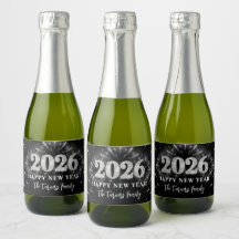 Silber Glitter Schwarz Frohes Neues Jahr 2026