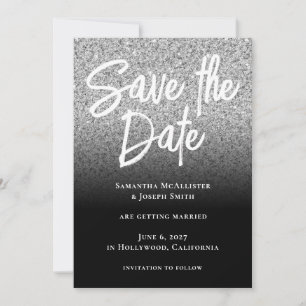 Silber Glitter Schwarz Ombre Save The Date
