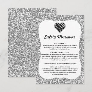Silber Glitter Schwarz & Weiß Herz Sicherheitsmaßn Begleitkarte