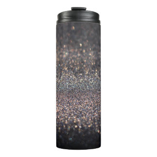 Silber Glitter: Schwarzes Bokeh Weihnachten Thermosbecher