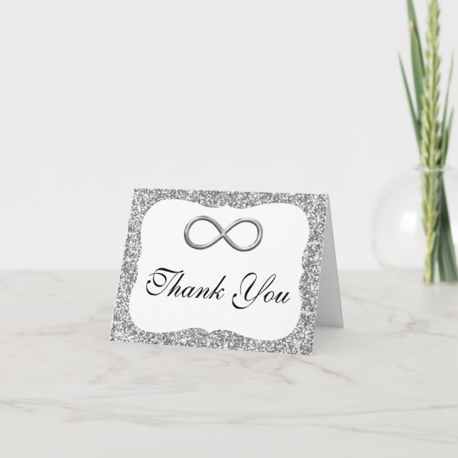 Silber Glitter Silber Infinity Dankeschön-Karte Dankeskarte (Vorderseite)