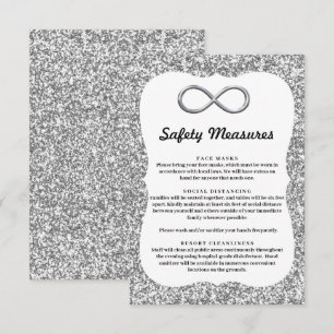 Silber Glitter Silber Infinity Sicherheitsmaßnahme Begleitkarte