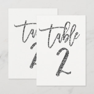 Silber Glitter Trendige Moderne Schrift Tisch Numm Einladung