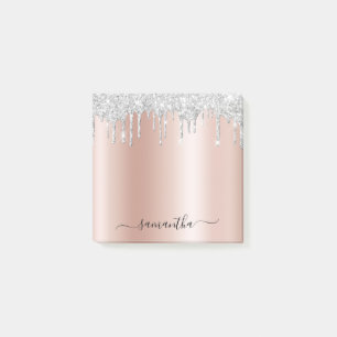 Silber-Glitter-Tropfen, blasse Rose, Gold-Schimmer Post-it Klebezettel