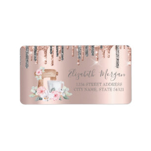Silber Glitter Tropfen Mixer Blumen Rosen Gold Adressaufkleber