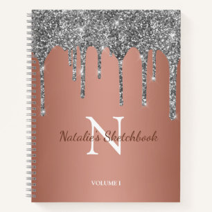 Silber-Glitter-Tropfen Rose Gold Skizzenbuch Notizbuch