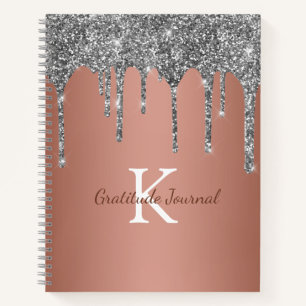 Silber-Glitter-Tropfen-Roségold-Dankbarkeitstagebu Notizbuch