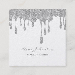 Silber-Glitter- und Funkel-Makeup-Artist Quadratische Visitenkarte