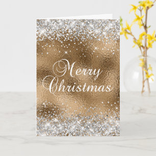 Silber Glitter und Gold Glasfolie Frohe Weihnachte Karte