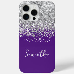 Silber-Glitter und königliches Lila Name Case-Mate iPhone Hülle