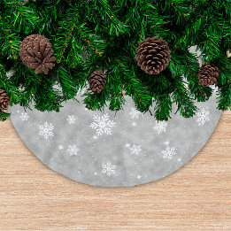 Silber-Glitter-Weihnachtssterne-Schneeflocken-Must Polyester Weihnachtsbaumdecke