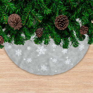 Silber-Glitter-Weihnachtssterne-Schneeflocken-Must Polyester Weihnachtsbaumdecke