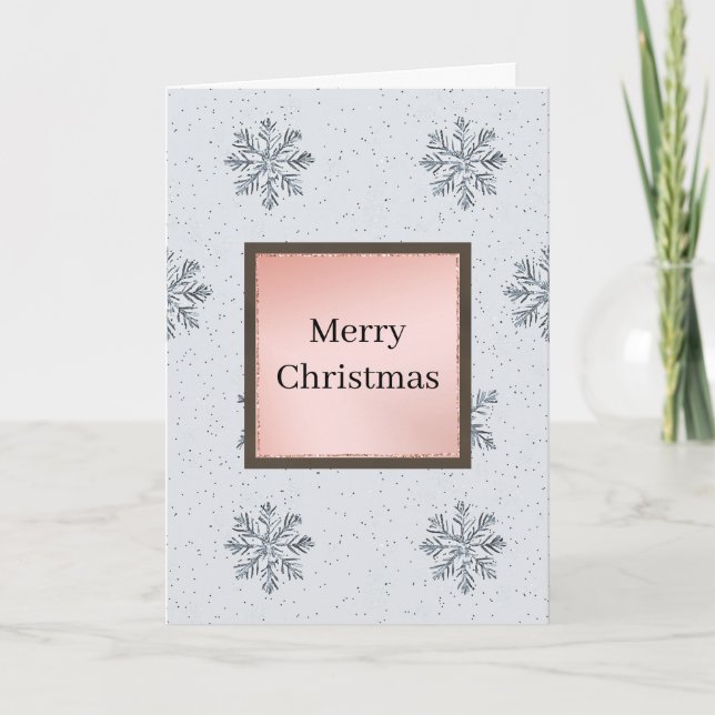 Silber Glitz Schneeflocken Weihnachten Karte (Vorderseite)
