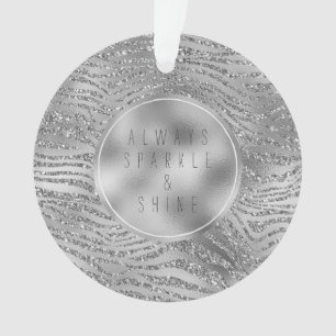 Silber Glitz Zebra Print Ornament