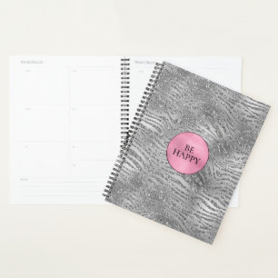 Silber Glitz Zebradruck Planer