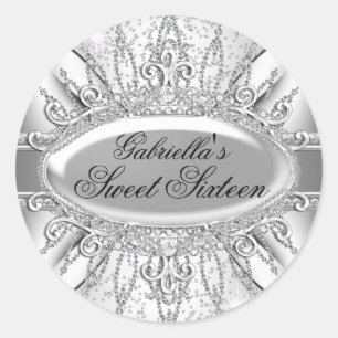Silber Glitzer Diamant Sweet 16 Aufkleber