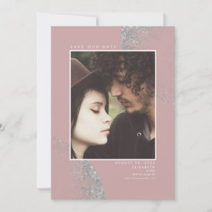 Silber Glitzer Dusty Pink Foto Save The Date