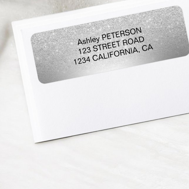 Silber-Glitzer-Folie aus Metall (Silver glitter ombre metallic foil label)