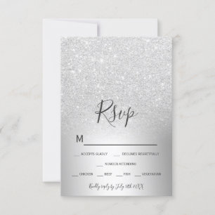 Silber-Glitzer-Folie aus Metall uAwg RSVP Karte