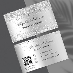 Silber Glitzer funkelt Staub elegant QR-Code Visitenkarte