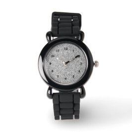 Silber-Glitzer-Glitzern mit Zahlen Armbanduhr