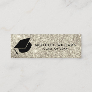 Silber Glitzer Grad Cap Abschluss Beilage Mini Visitenkarte