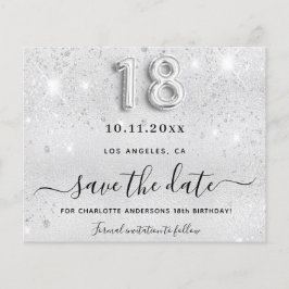 Silber Glitzer Haushalt Save the Date 18. Geburtst Flyer