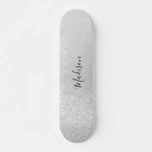 Silber-Glitzer-Leuchten Personalisiert Skateboard