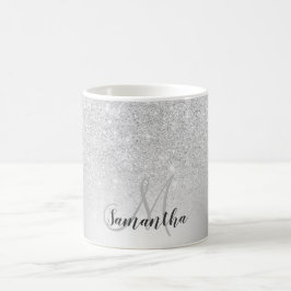 Silber-Glitzer-Monogramm Kaffeetasse