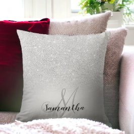 Silber-Glitzer-Monogramm Kissen