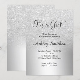 Silber Glitzer ombre Metallmädchendusche Einladung